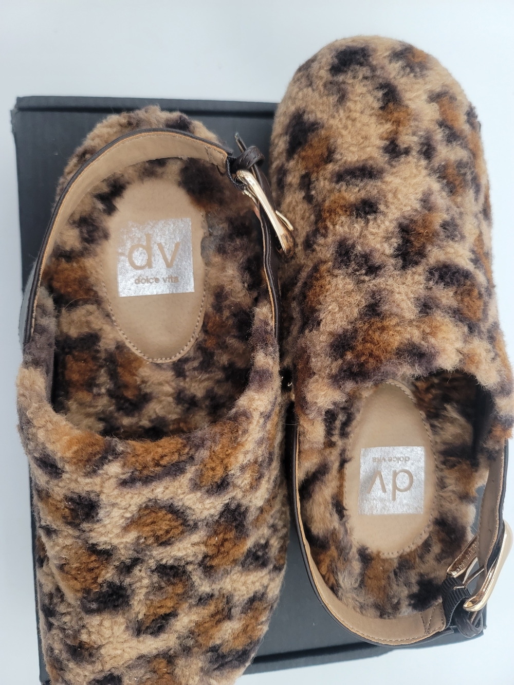 Dolce Vita Leopard Faux-Fur Slip-On Mules in Brown - WMS 6, no box